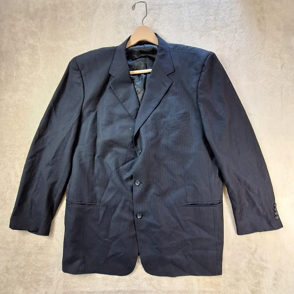 Montetrino Uomo Suit Mens 43 Long Wool Pinstripe 2 Piece Ventless Blazer Jacket